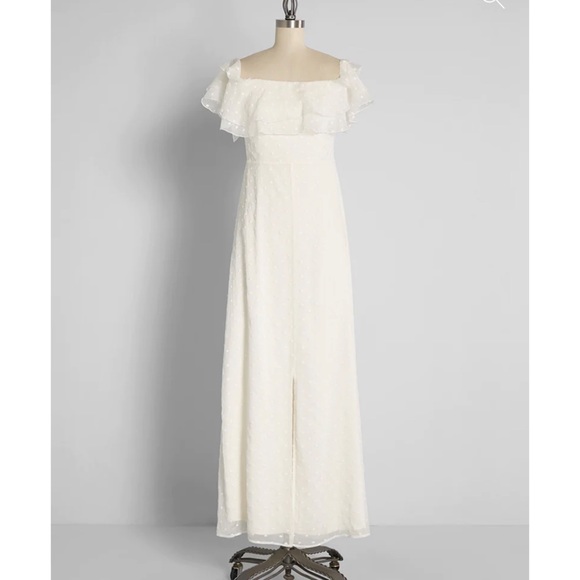 Modcloth NEW Southern Belles Ringing Maxi Dress Ivory Polka Dot Large White - Picture 14 of 16